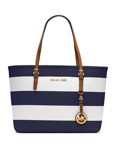 michael kors blue and white striped purse